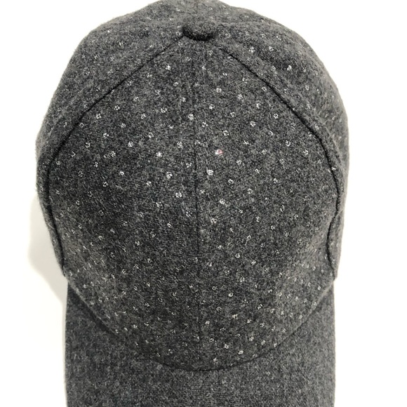 Gray Metallic Dots Wool Blend Baseball Hat - Picture 3 of 7